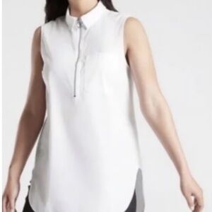 Athleta Uptown Sheer White Tank Top Size Medium